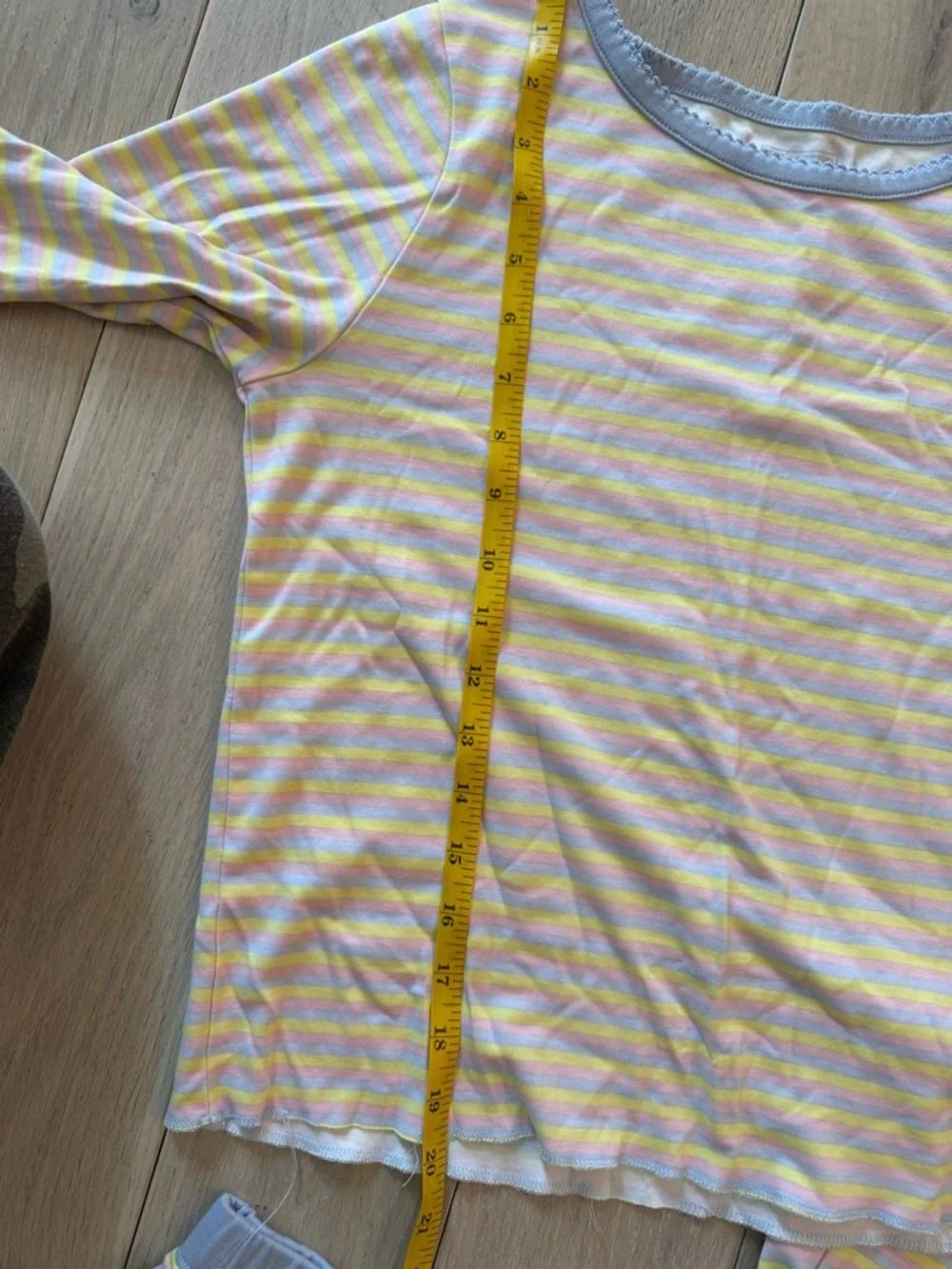 Women’s Yellow & White Striped 3-Piece Pajama Set - Long Sleeve, Pants & Shorts - Picture 4 of 9